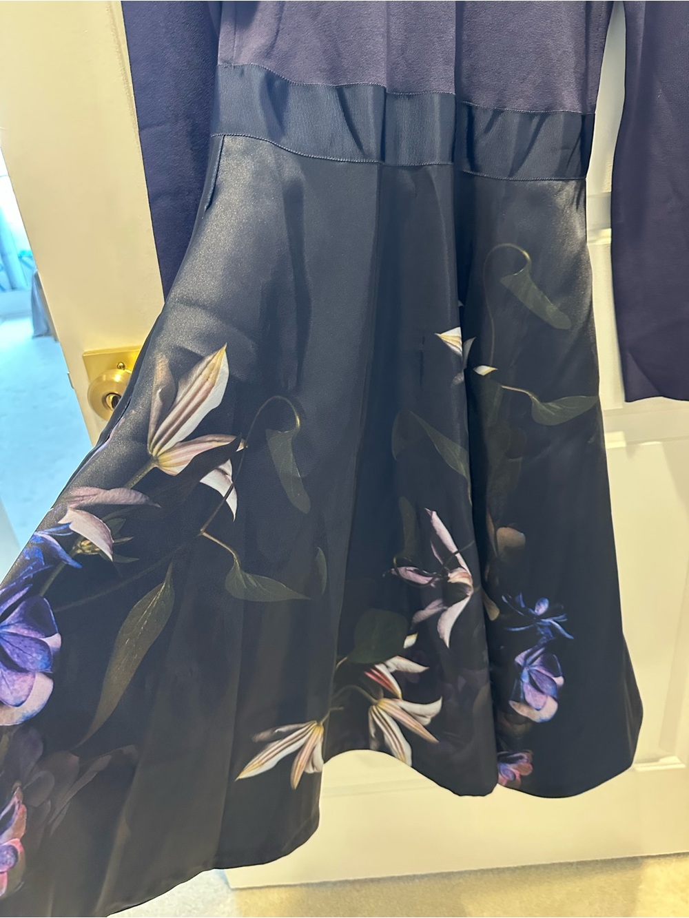 Women's Navy Floral A-Line Skirt